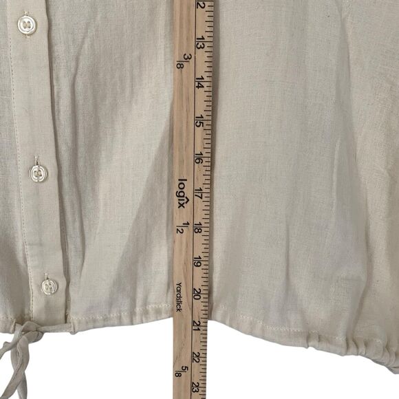 DREW Kylie Top Stone Drawstring Button Front Balloon Sleeve NWT $216 Cotton - Picture 8 of 14